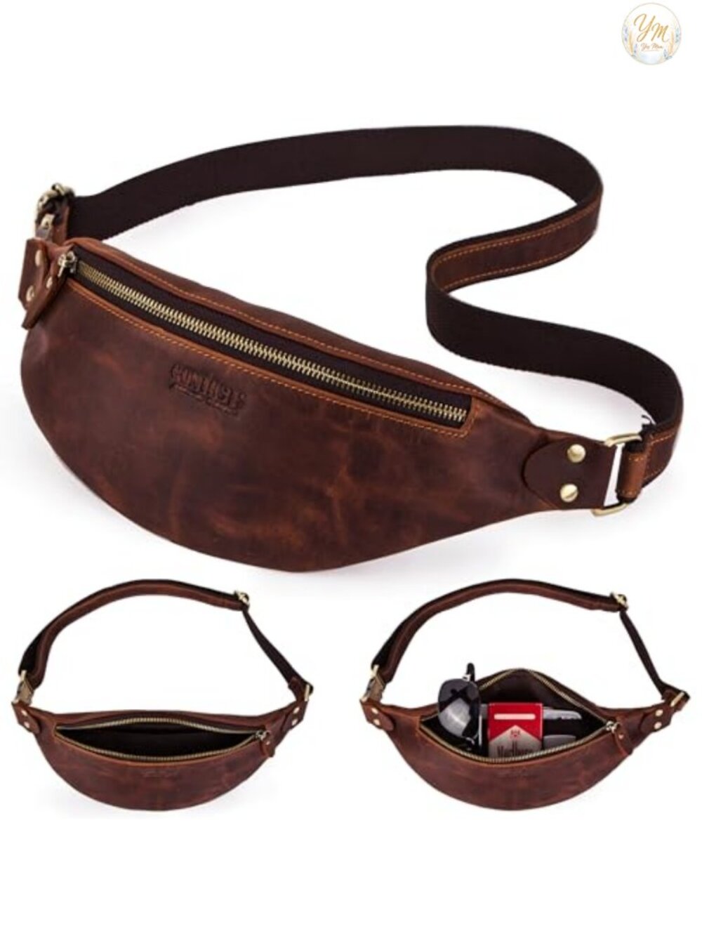 Top Grain Leather Slim Waist Pack Unisex Minimalist Vintage Handmade Crossbody